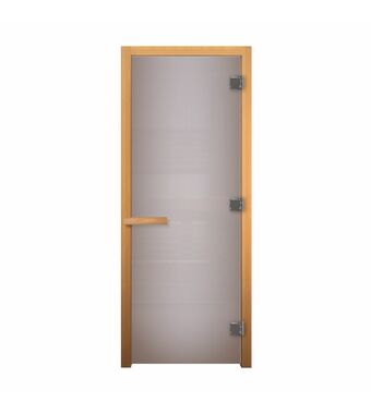 Дверь стеклянная Сатин Матовая 1900х700мм (8мм, 3 петли, коробка осина, открывание правое)