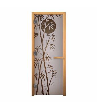 Дверь стеклянная Сатин Матовая "БАМБУК" 1900х700мм (8мм, 3 петли, коробка осина)