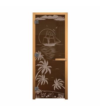 Дверь стекло Бронза "ЛАГУНА" 190х70 (8мм, 3 петли 716 CR) (ОСИНА) Лев
