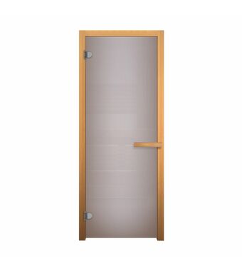 Дверь стеклянная Сатин Матовая 1800х700мм (6мм, 2 петли, коробка осина)