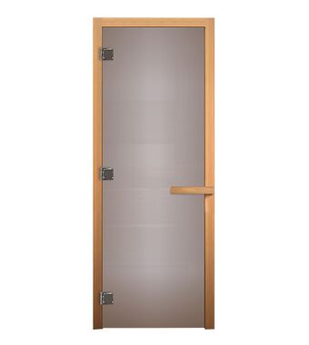 Дверь стеклянная Сатин Матовая 1900х700мм (6мм, 2 петли хром, коробка осина)